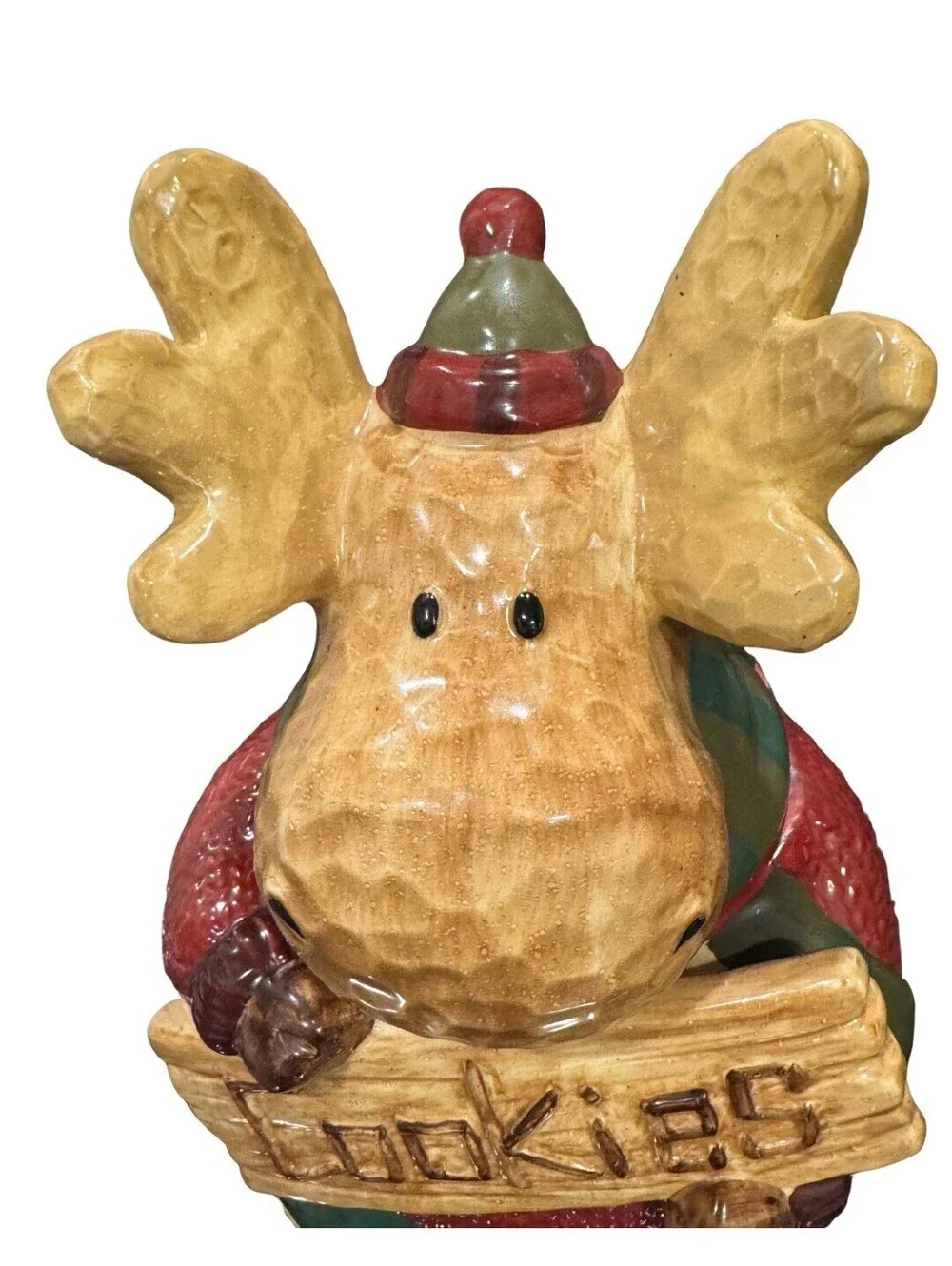 St. Nicholas Square Heartland Ceramic Moose Cookie Jar Christmas Holiday